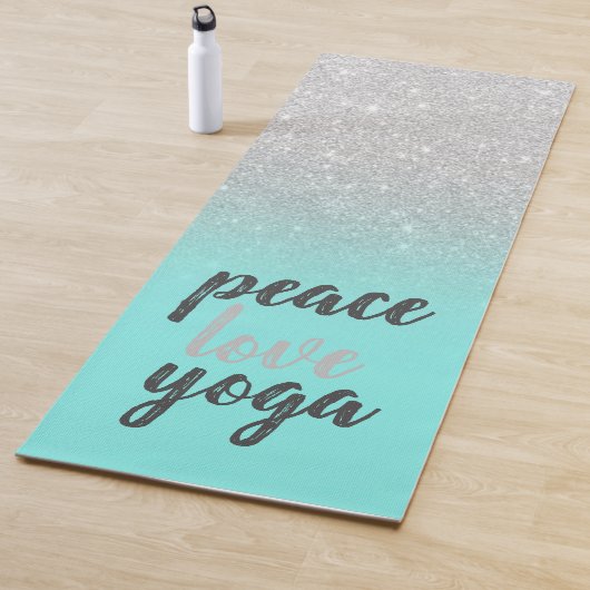 Silver Glitter, Mint Green-Peace Love Yoga Yogamat (In situ)
