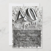 Silver Glitter Mirror Elegant 40ste verjaardagsfee Kaart (Voorkant)