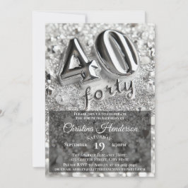 Silver Glitter Mirror Elegant 40ste verjaardagsfee Kaart