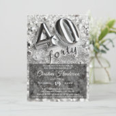 Silver Glitter Mirror Elegant 40ste verjaardagsfee Kaart (Staand voorkant)