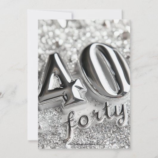 Silver Glitter Mirror Elegant 40ste verjaardagsfee Kaart (Achterkant)