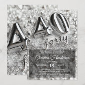 Silver Glitter Mirror Elegant 40ste verjaardagsfee Kaart (Voorkant / Achterkant)