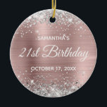Silver Glitter Misty Roos Folie 21st Birthday Keramisch Ornament<br><div class="desc">Creëer je eigen ornament voor je dochter op de 21ste verjaardag. Pas de stijl van de bloktekst en/of van de calligrafische doopvont aan. Verander de tekst voor om het even welke speciale of mijlpaalverjaardag. De digitale kunstachtergrond is voorzien van een faux zilveren glitter en een misty roos grijze roze ombre...</div>