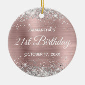 Silver Glitter Misty Roos Folie 21st Birthday Keramisch Ornament (Voorkant)