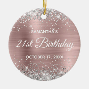 Silver Glitter Misty Roos Folie 21st Birthday Keramisch Ornament