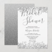 Silver Glitter Modern Bridal Shower Kaart (Voorkant / Achterkant)