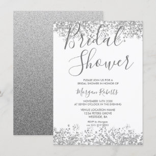 Silver Glitter Modern Bridal Shower Kaart