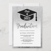 Silver glitter modern, eenvoudig afstuderen foto kaart (Voorkant)