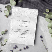 Silver glitter modern elegant bruiloft kaart