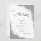 Silver Glitter Modern Elegant Calligraphy Wedding Kaart (Voorkant)