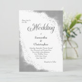 Silver Glitter Modern Elegant Calligraphy Wedding Kaart (Staand voorkant)