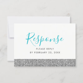 Silver Glitter Modern Fun RSVP Response Kaart