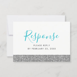 Silver Glitter Modern Fun RSVP Response Kaart