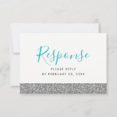 Silver Glitter Modern Fun RSVP Response Kaart (Voorkant)