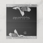 Silver Glitter Modern Glam High Hiel Shoes Plaatskaartje (Buitenkant ongevouwen)