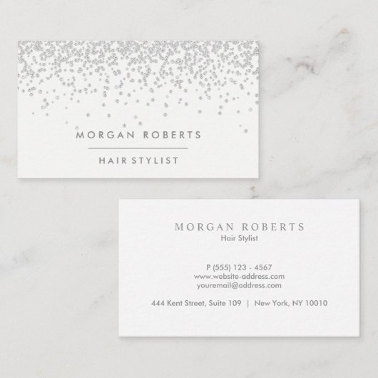 Silver Glitter Modern Grey alle beroepen Visitekaartje (Voorkant / Achterkant)
