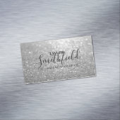 Silver Glitter Modern Magnetisch Visitekaartje (Voorbeeld)