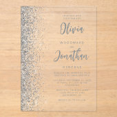 Silver Glitter Modern Script Wedding Acryl Uitnodigingen (Voorkant)