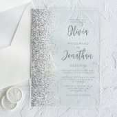 Silver Glitter Modern Script Wedding Acryl Uitnodigingen