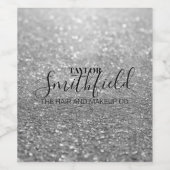 Silver Glitter Modern Wijn Etiket (Enkel label)