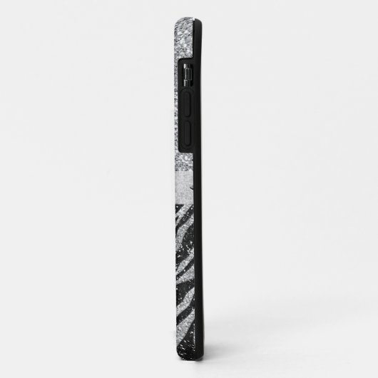 Silver Glitter Monogram Aangepaste iPhone Case (Achterkant/links)