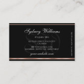 Silver Glitter Monogram Black en Roos Gold Border Visitekaartje (Achterkant)