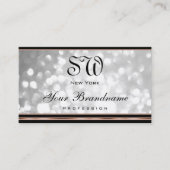 Silver Glitter Monogram Black en Roos Gold Border Visitekaartje (Voorkant)