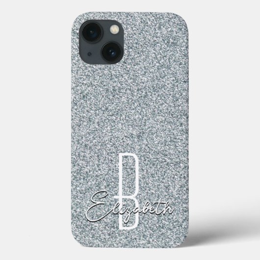 Silver Glitter Monogram Case-Mate iPhone Case (Achterkant)