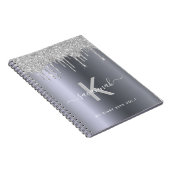 Silver glitter monogram dagboek elegant notitieboek (Rechterzijde)