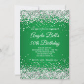 Silver Glitter Monogram Green Ombre 50th Birthday Kaart (Achterkant)