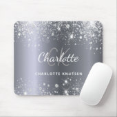 Silver glitter monogram initalia naam glamoureus muismat (Met muis)