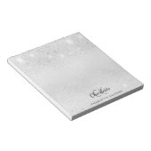 Silver glitter monogram initiaal naam metallic notitieblok (Schuin)