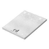 Silver glitter monogram initiaal name notitieblok (Linkerzijde)