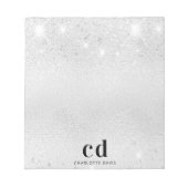 Silver glitter monogram initiaal name notitieblok (Voorkant)