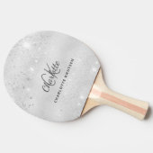 Silver glitter monogram initiaal name tafeltennisbatje (Zijkant)