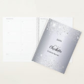 Silver glitter monogram initialen script 2026 planner (Display)