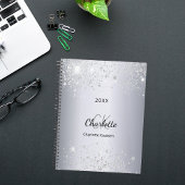 Silver glitter monogram initialen script 2026 planner