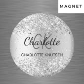 Silver glitter-monogram magneet