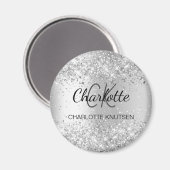 Silver glitter-monogram magneet (Voorkant / Achterkant)