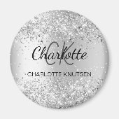 Silver glitter-monogram magneet (Voorkant)