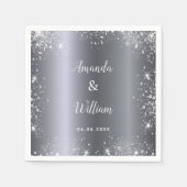 Silver glitter-monogram, metalen bruiloft servet (Voorkant)