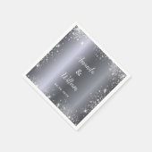 Silver glitter-monogram, metalen bruiloft servet (Hoek)