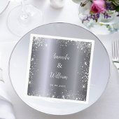 Silver glitter-monogram, metalen bruiloft servet