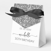 Silver Glitter Monogram Naam Script 30e verjaardag Bedankdoosjes (Voorkant Zijde)
