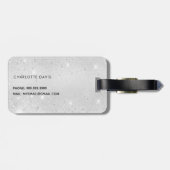 Silver glitter-monogram, naam script bagagelabel (Achterkant horizontaal)