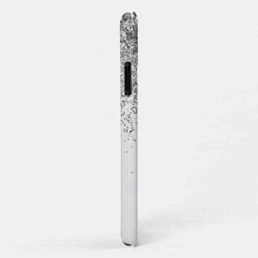 Silver Glitter Monogram Name Luxury Girly Case-Mate iPhone Case (Achterkant/rechts)