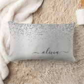 Silver Glitter Monogram Name Luxury Girly Kussen (Deken)