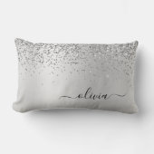 Silver Glitter Monogram Name Luxury Girly Kussen (Voorkant)