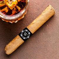 Silver Glitter Monogram Poker Chip Casino Sigaar