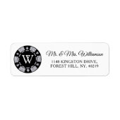 Silver Glitter Monogram Poker Chip Casino Wedding Etiket (Voorkant)